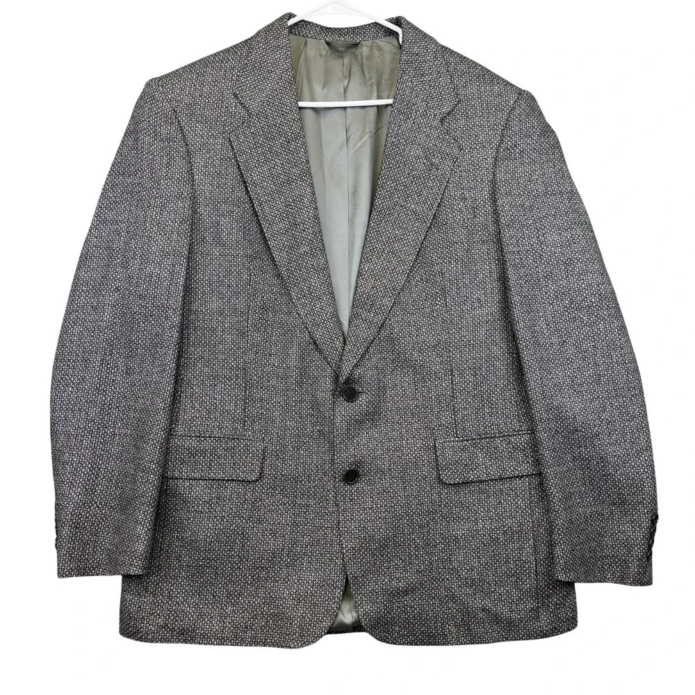 Vintage Christian Dior Sport Coat Blazer Mens 42R Gray Wool Silk Tweed Check‎